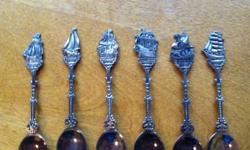I am selling 6 collectable ship spoons that were made in Holland. Each spoon has a different ship embossed on the finial. Made from 1778-1978.