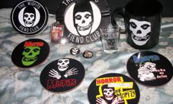 One stop X-mas shopping for the legendary punk band The Misfits fan on your list.
-Fiend Club ash tray/incense burner
-Crimson Ghost black coffee mug
-Crimson Ghost shot glass
-Collector's tin with 4 coasters
-3 1 inch pins (Crimson Ghost logo on black,