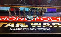 Hello Everyone I'm Offering the
MONOPOLY STAR WARS edition
It was a partnership between LUCAS FILMS (Star Wars producer) and PARKER Bros, ( Monopoly owner).It was then released on 1997 as part of the 20th anniversary of Star wars (1977-1997).
It is a nice