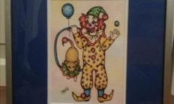 "Clown with Jumping Dog" circa 1985 done by Alberta artist Jackie Toma. I loved this painting but not so much into clowns anymore.