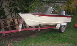 14ft ALUMINIUM BOAT FOR SALE, COMPLETE WITH 35HP ENVINRUDE, WITH TRAILER