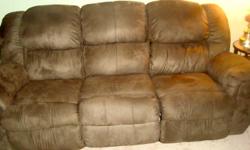 We are selling our couch and love seat set because we need to make more room in the basement for a bedroom. They are a couple of years old but still in great condition with fully functioning foot rests. If you are interested contact Paula.