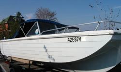 Good boat for fishing, skiing and tubing.
Boat is in good shape for its age, no leaks, floor is solid but has a tear in carpet.
Seats are in excellent condition.
Canvas top and and bow cover.
Outboard runs great, 1982 90HP Evinrude with power trim/tilt.