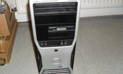 This computer is a business line which is more powerful than the consumer line. It is also a robust heavy big tower and supports dual monitor display.
Dell Precision T3400
Intel Dual Core 2.33 MHz
2 GB RAM
DVD RW Burner
80 GB Hard Disk
Dual monitor