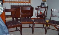 4 dining room chairs in real good condition with some minor nicks. These chairs are circa late 50's, early 60's. $75.00 for all 4 pieces. Please see my other ads.