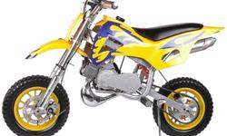 New
49 cc
2 stoke dirt bike
automatic
mix fuel
Get them now befour they are not allowed into Canada becuase of epa issues.
We also sell parts 
Guelph
519-767-2455