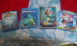 DISNEY MOVIES, GREAT TITLES ALL BEEN WATCHED ONCE MINT CONDITION 10.00 EACH
DISNEY PIXAR MONSTERS, INC BLUERAY AND DVD COLLECTOR'S EDITION
DOLPHIN TALE 2 3D BLUERAY, BLUERAY DISC DIGITAL COPY
HOME
