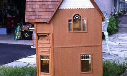 Cedar doll house plus furniture and light kit. Items have never been used. Price is negotiable.