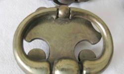 10 pieces of antique finish brass drawer pulls, never been used. Made in Canada by Stewart Warner. Measure 3" W. Price is $2.00 each. These are solid brass. "Click on" (View Posters Other Ads)