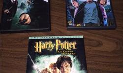 Three Harry Potter DVDs (Chamber of Secrets, Prisoner of Azkaban, Order of Phoenix) and Lord of the Rings, the Two Towers.
Selling as a lot.
