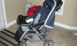 - good condition
- great for walking, shopping at the mall
- good from 6mths - 3yrs+ old
- eddie bauer infant carrier can be attached to stroller (bar included)
- lay down so child can nap in stroller
- good sized basket under carrier
- snack and drink