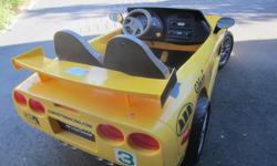 Make
Chevrolet
Model
Corvette
Colour
Yellow
Trans
Automatic
Electric Two seater C5 Corvette Race Car riding toy for children ages 3-7 up to 130 Ibs total. Two forward speeds 2.5 & 5 M.P.H. and reverse. Seatbelts, clock, F.M. Radio realistic starting &