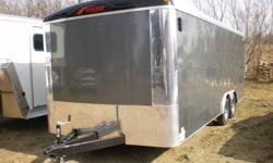 For Sale- New Mirage 8 1/2' x 20' enclosed car trailer with a smooth charcoal metallic skin.  Torsion axles with radial tires.  exterior pull-out step.  See this trailer and more at Automan Trailers.  We are located 7 Km. East of Walmart and 2.5 Km.