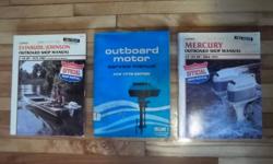 (3) MANUALS FOR OUTBOARD MOTORS, 2 ARE CLYMER, ALL IN GOOD CONDITION.  $15 EACH OR ALL 3 FOR $40