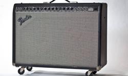 120 watt Fender Ultra Chorus amp
Made in the USA in the early 90s - small run
Has a really lush, warm chorus effect
Two channels - clean and dirty. Dirty channel (lots of gain) combined with the chorus effect gives you an Eddie Van Halen "brown" sound.