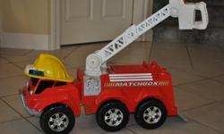 Large matchbox ride on toy fire engine with lights and sounds. Distinctive and lots of fun! Very good condition