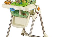 This product is part of the Rainforest by Fisher-Price Collection.
Looking for a way to keep your baby entertained while you prepare a meal or clean up? Look no further than the Fisher-Price Rainforest Healthy Care High Chair. Snap the rainforest toy into