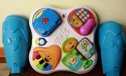 Excellent way to encourage your babies to stand up and cruise around while exploring sounds and interactive light up games. Over 60 songs, tunes, and learning activities introduce your baby to first words, shapes, colors, opposites, greetings, letters,