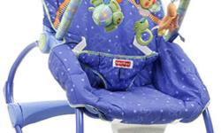 This chair is easy to clean
Gives calming vibrations to infants/toddlers
Has two different seat settings for play and sleep
My baby slept in this chair like a pig for naps
Battery Operated - not included
Two chairs available
1) Complete chair with toy bar