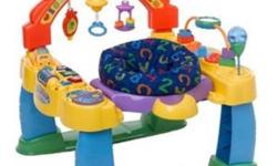 The Fisher-Price Intellitainer is a one-stop interactive entertainment system offering a 360-degree rotating seat so baby can walk back and forth, discovering activities at every turn.
 
Two modes of play (learning and music) allow baby to hear the