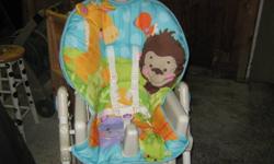 Fisher Price Precious Planet highchair for sale.  In excellent condition.  From Grandpa and Grandma's house so very gentle use.  Highchair is adjustable in height and has three reclining positions which makes it great for very young babies right up to