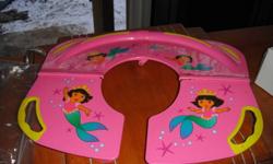 For your Dora Lover!
 
Al items in great condition. 
Foldable toilet seat can fit into a ziplock bag for ease of carrying and right into your purse or diaper bag! $5 or best offer