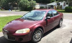 Make
Chrysler
Model
Sebring
Year
2002
Colour
Burgandy
kms
219000
Trans
Automatic
Need a second car or a first car. Motor still purrs like a kitten. Maintained on regular basis. Fully loaded cruise, am/fm radio. 5 CD player, AC, keyless entry, set of snow