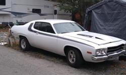 Make
Plymouth
Colour
White
Trans
Automatic
kms
123456
Where are all you Moparaholics. I have a bit over 20 grand into it and am willing to lose a little money., so I will entertain offers. 1974 Satellite. It has a 440, purple cam, 727 with 2800 stall.