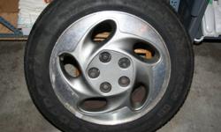 FOUR 16 INCHCH ALLUMINUM RIMS WITH TIRES--5 BOLT PATTERN -FITS GM CARS OR TRUCKS--$150.00--613-398-7960