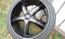 22 INCH BOSS WHEELS
BLACK SPOKES / BLACK LIP
CUSTOM FINISH GUNMETAL INSERTS and CENTER CAP
ONE OF A KIND LOOK -- TURN HEADS!!
CHRYSLER 300 / CHARGER / MAGNUM / MUSTANG / CHALLENGER
WHEELS ARE IN BRAND NEW CONDITION>>!!
TIRES:
Come with a set of 265 / 35