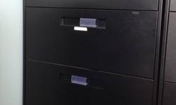 Three black filing cabinets for sale 
All three have 4 drawers
One cabinet has a lock and keys to go with them, the other two do not
Good condition, very small markings on all five
$100 each or all 3 for $280
 
Size:
H - 54"
L - 36"
W - 18"