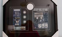 This would make a great Christmas Gift!!
Framed, Limited Edition Gretzky Hockey Hall of Fame Induction Set
Black, wood framed, acid-free, double matted, limited edition #00744, Induction Commemorative for Wayne Gretzky, Ian "Scotty" Morrison, and Andy Van