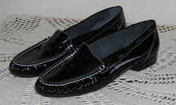 Good quality black patent leather slip on loafers by Franco Sarto - size 9M - these shoes are in excellent new condition - please contact if interested