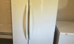 Side by side doors
67 inches high
33 inches wide
31 inches deep with doors. 27.5 without.
Works perfectly
Posted with Used.ca app