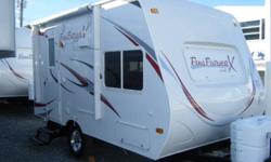 Small, bunk model trailer with elec. awning,gel coat finish fiberglass, front cap,alum. wheels, dvd/stereo, flat screen tv etc. Dry Weight: 2483#, Overall Length: 16'6"
Getaway Rv Centre.DLR#5162