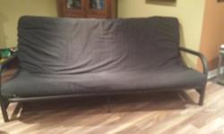 Selling futon sofa/ bed with black metal frame. Lightly used. Must be able to pick up.