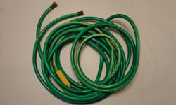 Basic, generic, working garden hose. Not sure of the length, but I'm sure it's a basic length. Green.