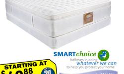At Smartchoice we always have the best deals around!
For a LIMITED time only, we are offering a great deal!
Queen mattress sets starting at only $49.88/mth!
Hurry, these won't last long!
We only have LIMITED quantities available!
Take your mattress home