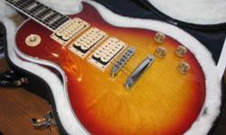 The luxury of a les Paul Classic Custom gets amped to the nth degree with a trio of cream Dimarzio Super Distortion pickups. In a blazing Heritage Cherry Sunburst finish, this is a guitar that look s as fierce as it sounds. Searing sound capabilities and