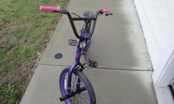 Girls Huffy Brazen BMX, brand new!
Link to Walmart website: http://www.walmart.ca/en/ip/huffy-girls-brazen-bmx-20-bicycle/6000191047018
