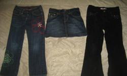 1. Baby Gap Jeans, size 5
2. Place 1987 Skort, size 5
3. Tangerine Suede Pants, size 5
 
$10 for all