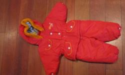 2 piece girls snowsuit.
red with faux fur around hood.
very warm. 
excellent condition
from a smoke free home