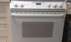 Frigidaire Gallery, Glass top, 5 elements, (two expandable, one warming centre) convection, self cleaning slide-in electric stove. Very clean. Excellent Working condition. Small plastic strip broken off at front, but not very noticeable (to me anyway).