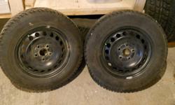 4 Goodyear Ultra Grip Tires mounted on steel rims. Tires: 195/65 R15 Rims: 6Jx15 5 bolt for Volkswagon Jetta. Used for only one winter, very little tread wear.