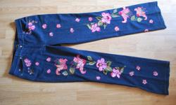 A VERY RARE FIND!!! BEAUTIFUL JEANS and they are worth about 200$! Price has been slashed!!!...looks new...SEE PICS... 32 inch waist and 43 inches length...for a tall woman...will deliver to Ottawa and east of Ottawa...Thank you!