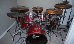 I am selling my red mid 80 Gretsch usa custom drum set. The set is in great shape, it has 4 toms 8", 10", 12', 13". two floor toms both are 16". snare drum and a 20" bass drum. the cymbals include 8", 10", 14" all sabian. Crashes include 16", 19", 17" all