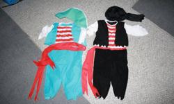 pirate costume... size 3t  ( btoh for 10 $) EUC worn once
childrens place turtle costume  size 24m  12 $  EUC
Giraffe toddler coat size 3t  10$ EUC, very warm
Lion costume ( size 3x/4) fits big. very very warm EUC  15$
girls medival princess dress  5$