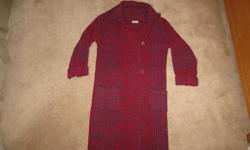 Hand Woven Wool Sweater Coats
Brown one is Size Women's Extra Small with a hood and wooden buttons
23 inches from underarm to bottom hem
Burgundy one is medium
32 inches from underarm to bottom hem
$25 each
