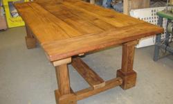 Furniture made from reclaimed wood that is over 100 year old.
Custom made harvest tables, cabinets, benches, coffee tables, and beds.
Take home one of our samples or have a table made for you in two weeks.
Your choice of stain colour and finish.
Tables