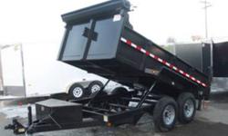 7' X 12' Hydraulic 6 ton dump trailer for $6289.00
Leasing available for as low as $139 a month with $0 down
You chose the colour to match your truck.
- Dual pistons with hydraulic power up and down.
- Larger tool box upgrade with partition wall